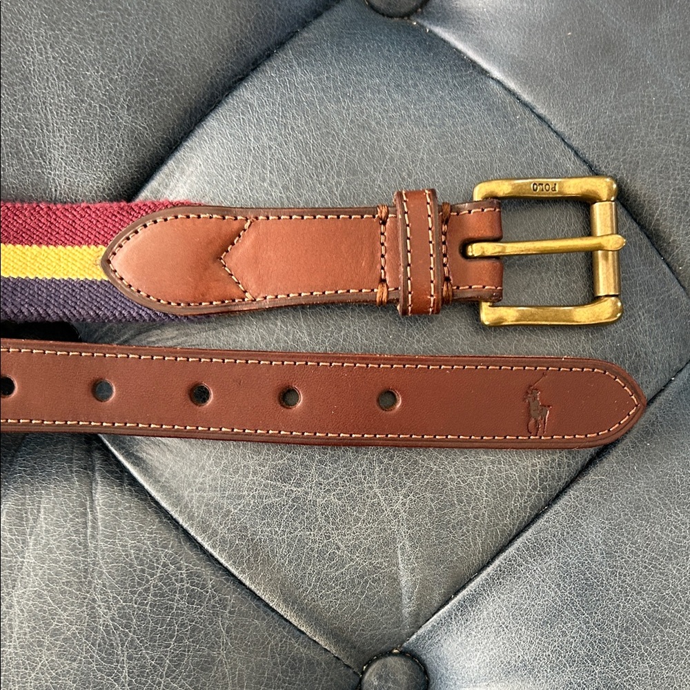 Polo by Ralph Lauren Brown Leather Belt with Brass Buckle